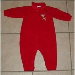 Boys Sz 12 Months Christmas Holiday Reindeer Red Fleece Outfit ALL MINE